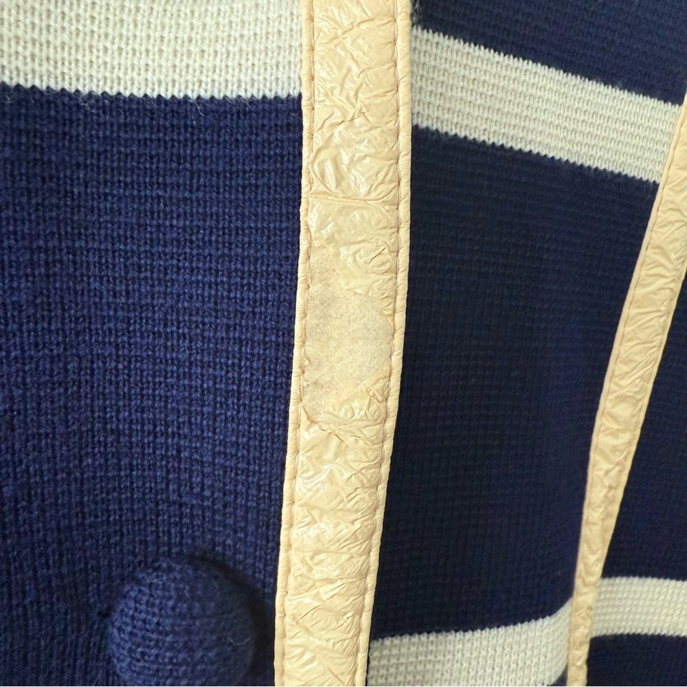 Vintage Neusters Navy Grid Vest Cream Trim Button Front Size L - Picture 12 of 13